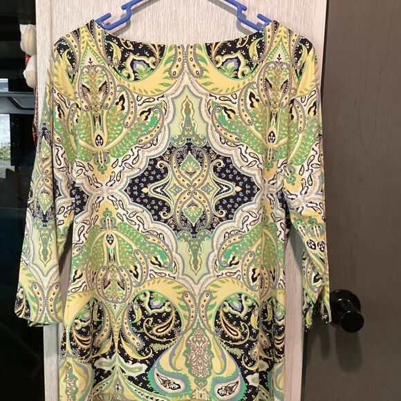 NWOT. Charter Club Women’s L Nylon & Spandex Print 3/4 Sleeve Top - Picture 7 of 9